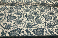  Renaissance Chenille Deep Teal Blue Upholstery Fabric by the yard sofa couch