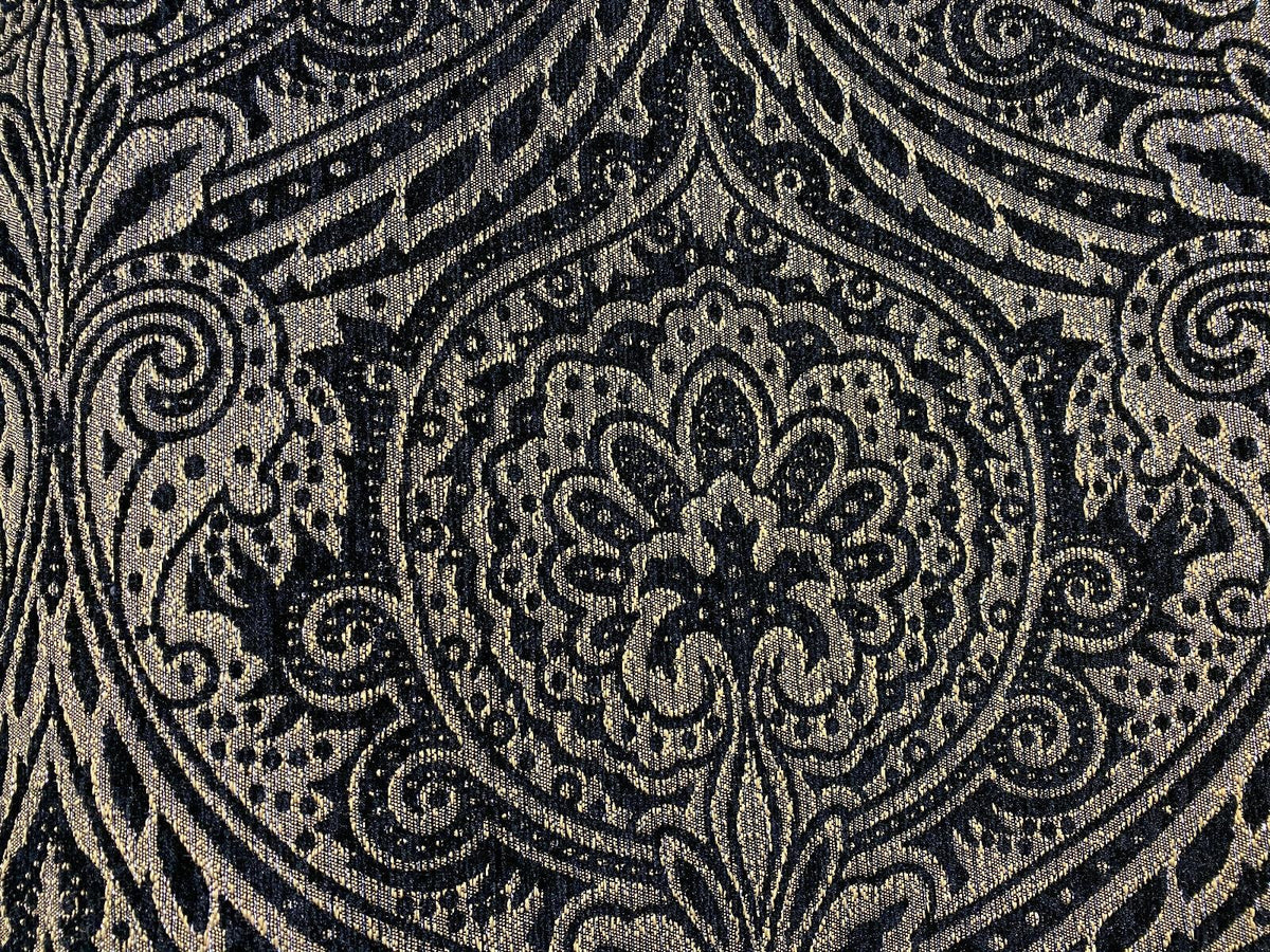 PK Gilded Night Pearlized Upholstery Black Fabric by the yard