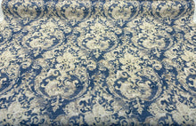  Vervain Poggio Blue Linen Drapery Upholstery Fabric By the Yard