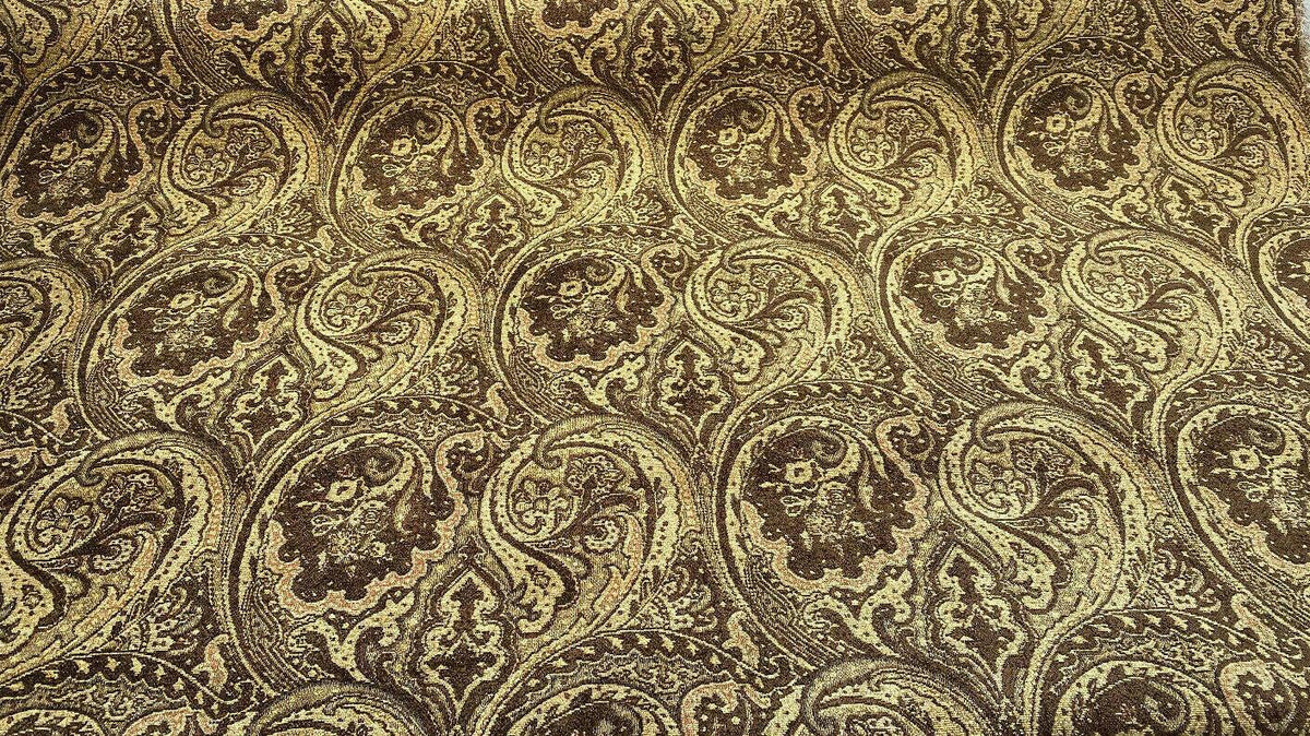 Upholstery Paisley Chocolate Teal Fairchild Chenille Fabric By The Yard