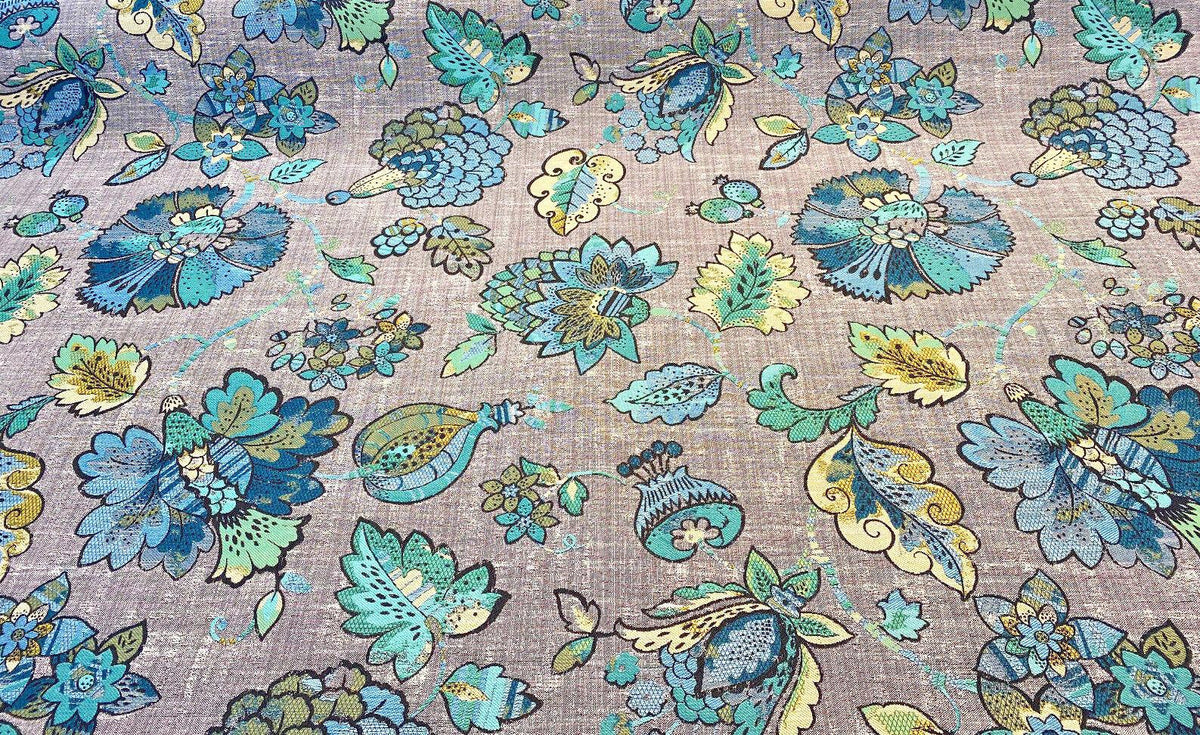 Heavy Duty Jacobean Floral Tapestry Red Teal Green Mustard Gold Ivory Upholstery hotsell Fabric