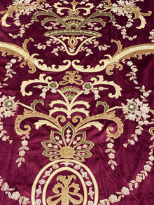  Italian Burgundy Embroidered Velvet  Elegant Ready Made Panel