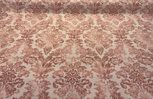  Salmon Floral Damask Canvas Upholstery Teflon finish Fabric by the yard
