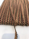 Maroon with Gold and Green Decorative Scroll Style Braid Gimp Trim