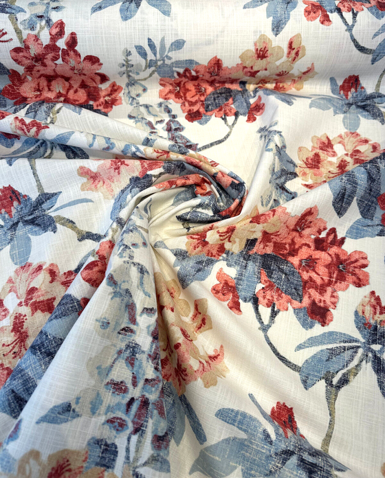 Waverly Elsa Indienne Red Blue Floral Drapery Upholstery Fabric 