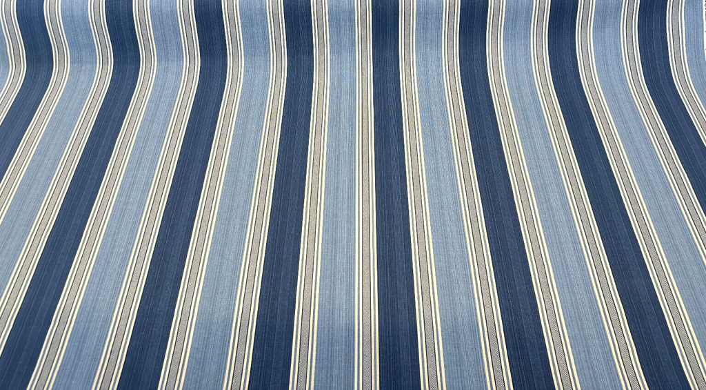Waverly Spotswood Blue Stripe Porcelain Drapery Upholstery Fabric By the Yard