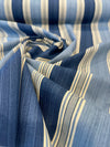 Waverly Spotswood Blue Stripe Porcelain Drapery Upholstery Fabric By the Yard