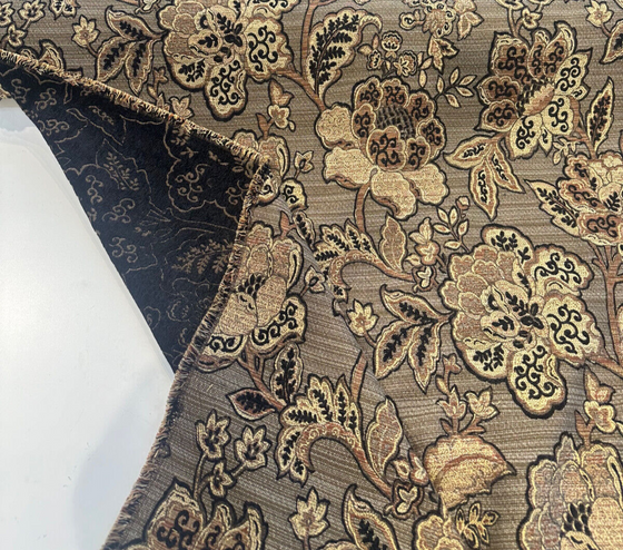 Upholstery Brown Black Floral Chenille Swavelle Fabric By The Yard
