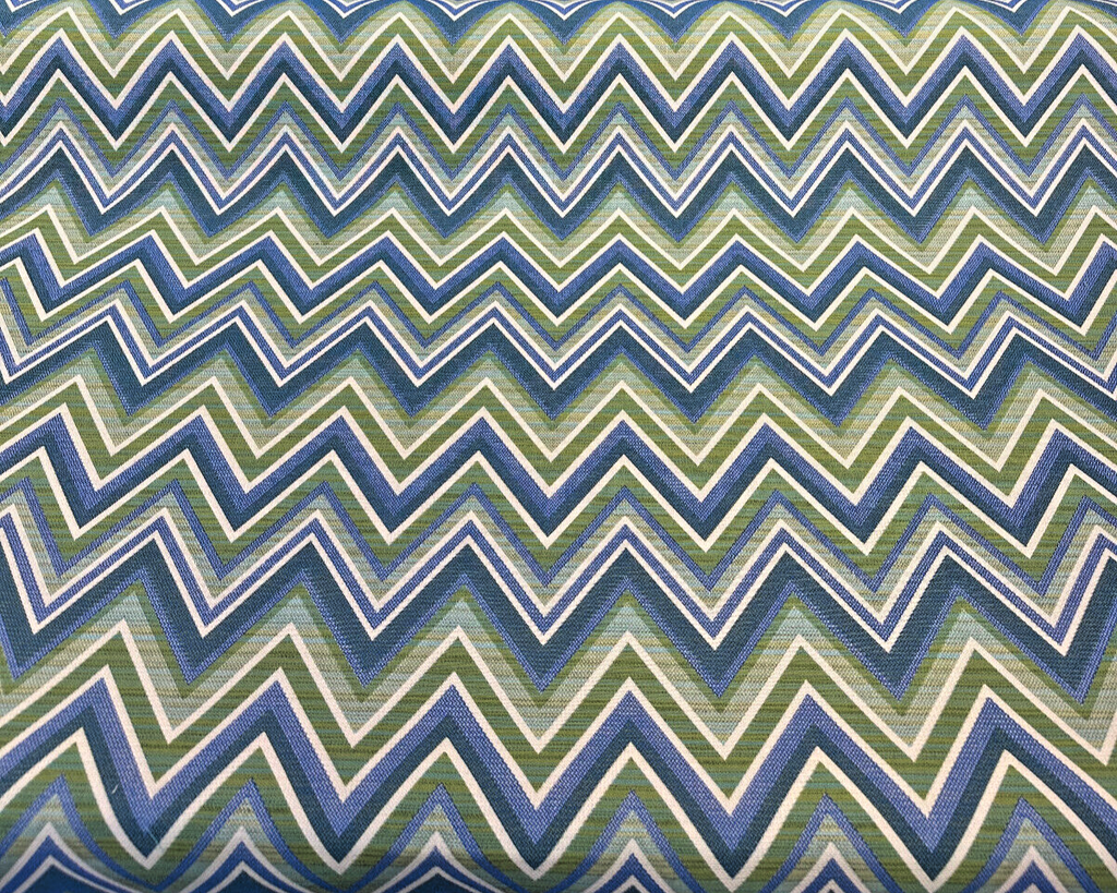 Fischer Chevron Sunbrella Blue Green Outdoor Upholstery Fabric By the yard