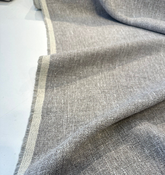 Libeco Belgian Linen Melange Nimbus Gray Drapery Upholstery Fabric