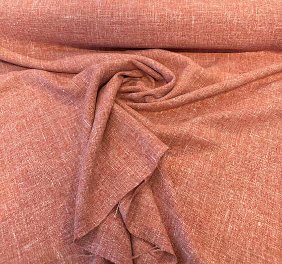 Libeco Belgian Linen Melange Orange Pumpkin Upholstery Fabric By The Yard