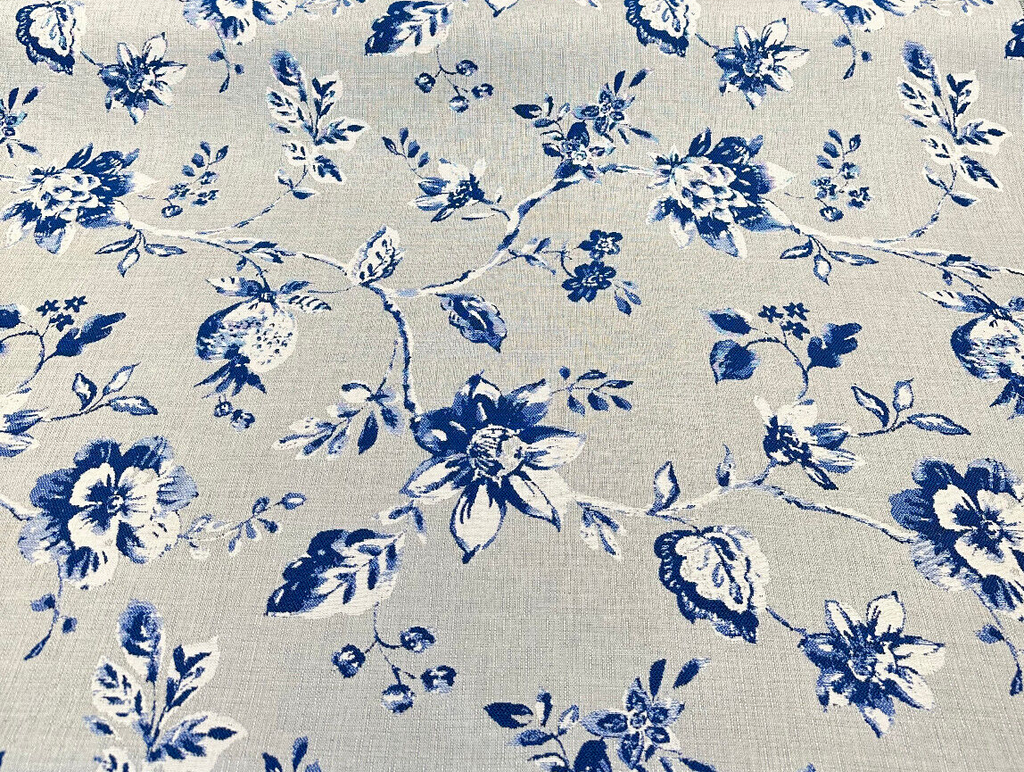 Sunbrella Arianna Floral Delft Blue Upholstery Indoor Outdoor Fabric By the yard