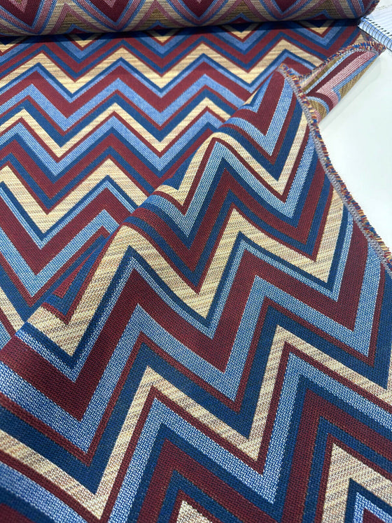 Fischer Sunbrella Redwood Chevron Outdoor Indoor Upholstery Fabric By the yard