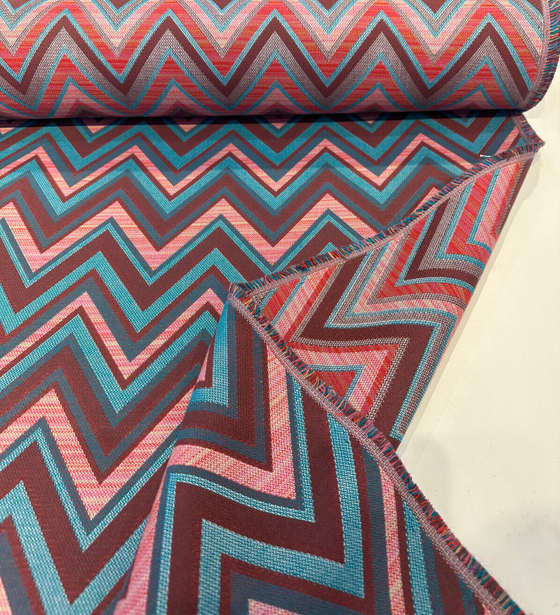 Fischer Sunbrella Carnival Chevron Outdoor Indoor Upholstery Fabric By the yard