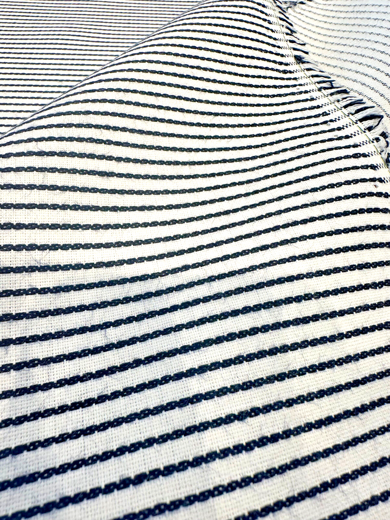 Sunbrella Pinstripe Navy Blue White Outdoor Upholstery Fabric 