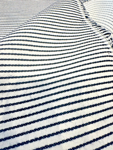  Sunbrella Pinstripe Navy Blue White Outdoor Upholstery Fabric 