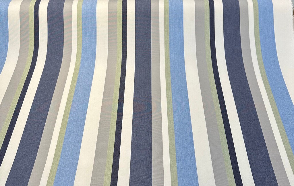 Sunbrella Panorama Oceanic Blue Gray Stripe Outdoor Milliken Fabric By the yard