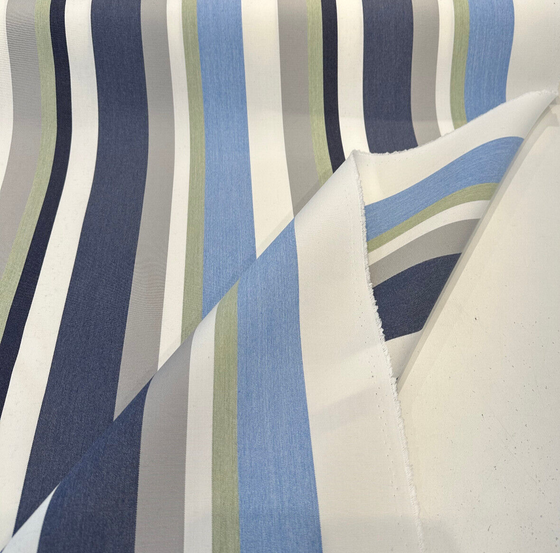 Sunbrella Panorama Oceanic Blue Gray Stripe Outdoor Milliken Fabric By the yard