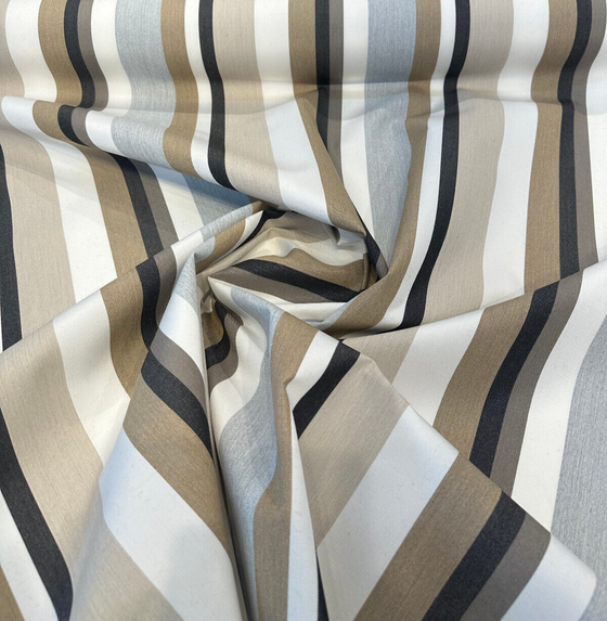 Sunbrella Panorama Menswear Black Brown Gray Stripe Outdoor Milliken Fabric By The Yard