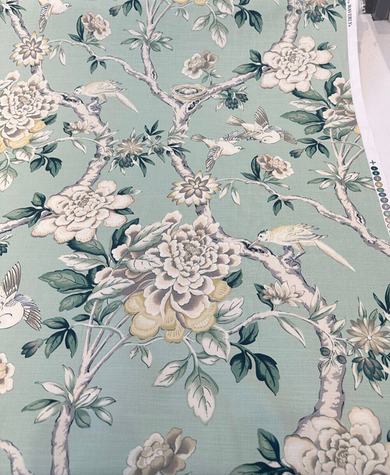 Waverly Mudan Jelep Green Floral Birds Drapery Upholstery Fabric By the Yard