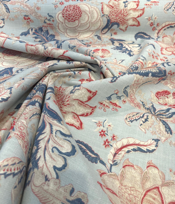 Waverly Hazel Old Glory Light Blue Floral Upholstery Drapery Fabric By the Yard