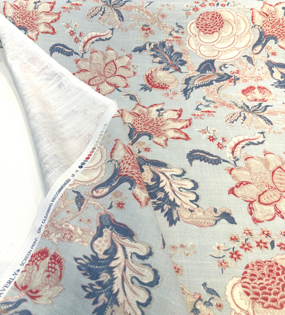 Waverly Hazel Old Glory Light Blue Floral Upholstery Drapery Fabric By the Yard