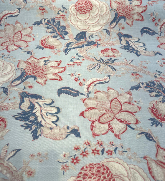 Waverly Hazel Old Glory Light Blue Floral Upholstery Drapery Fabric By the Yard