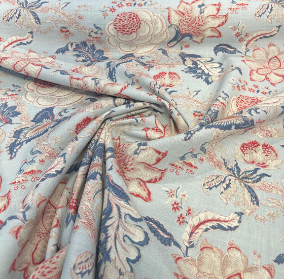 Waverly Hazel Old Glory Light Blue Floral Upholstery Drapery Fabric By the Yard