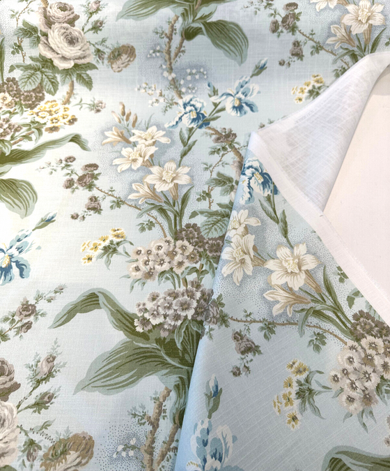 Waverly Lucinda Blue Sky Floral Drapery Upholstery Fabric By the Yard