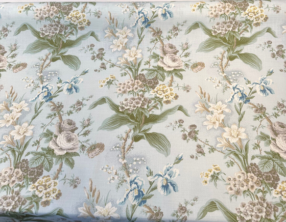 Waverly Lucinda Blue Sky Floral Drapery Upholstery Fabric