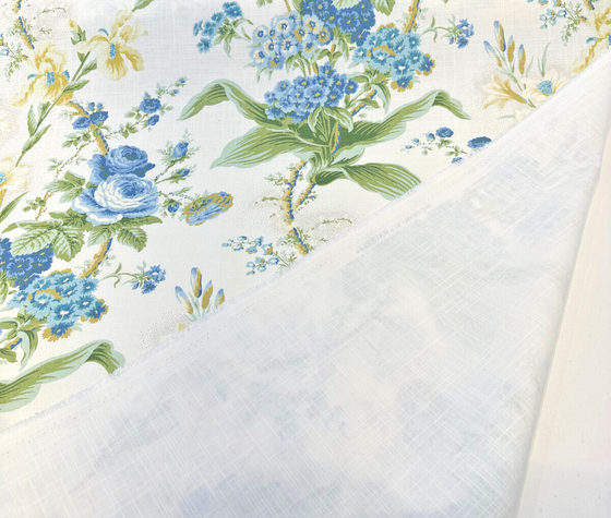 Waverly Lucinda Lankspur Blue Green Floral Drapery Upholstery Fabric By the Yard