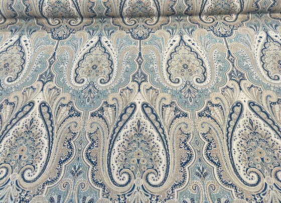 Waverly Set The Mood Damask Indigo Blue Upholstery Drapery Fabric 