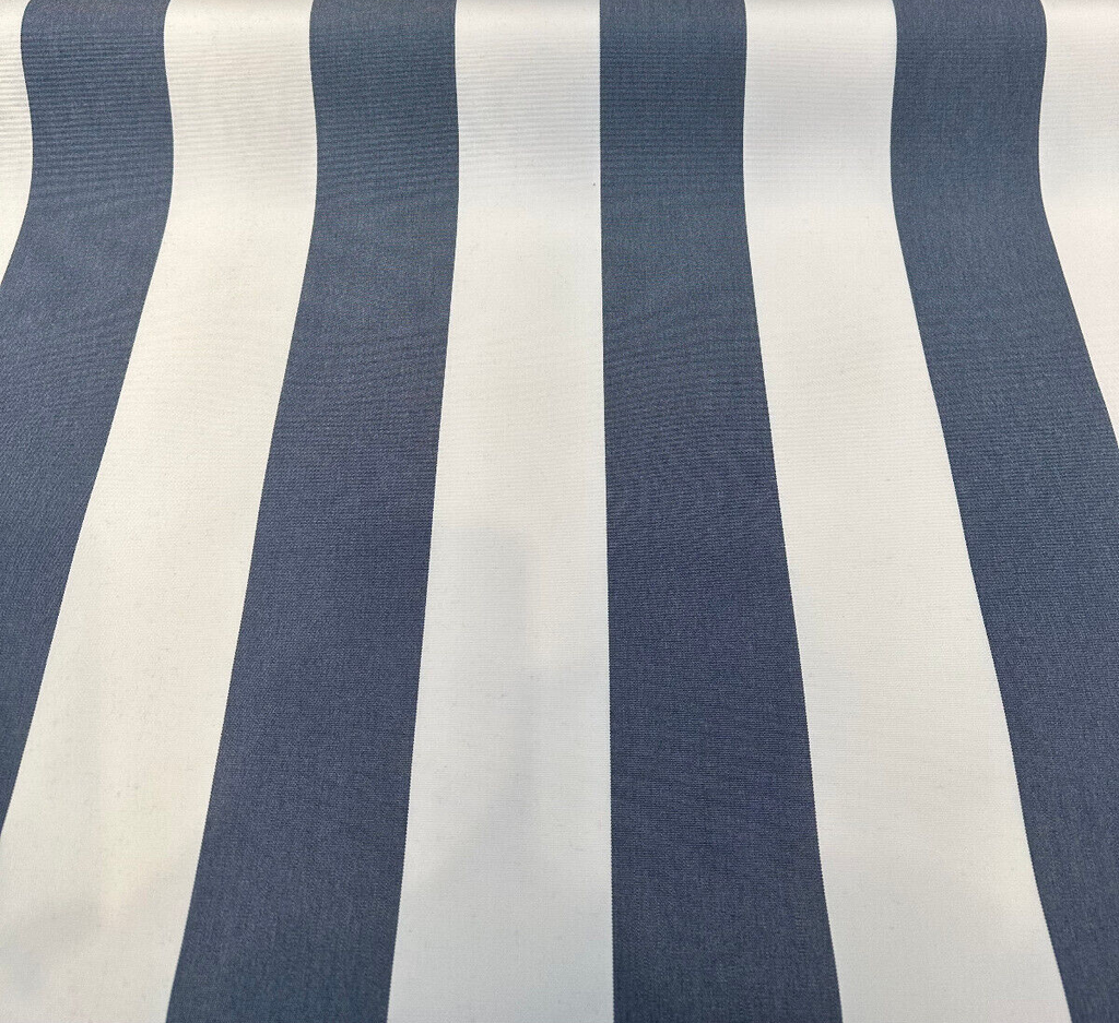 Explorer Sunbrella Rain Backed Indigo Blue Stripe Outdoor Fabric By the yard