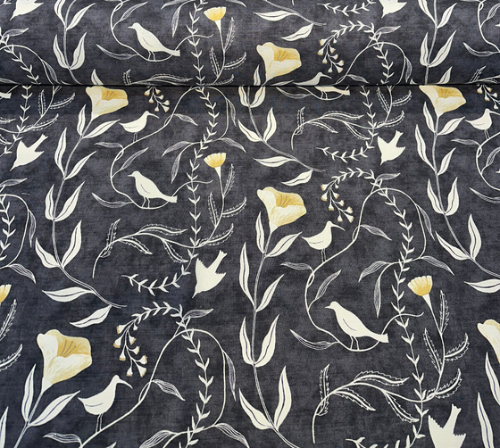 Pindler Sing Song Noir Black Bird Drapery Upholstery Fabric By the Yard