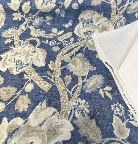 Waverly Adalet Indigo Blue Jacobean Drapery Upholstery Fabric By the Yard