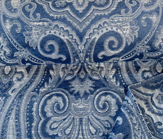 Waverly Clubroom Paisley Damask Prussian Chenille Upholstery Fabric