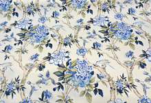  Waverly Mudan Porcelain Blue Floral Birds Drapery Upholstery Fabric By the Yard