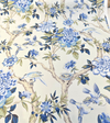 Waverly Mudan Porcelain Blue Floral Birds Drapery Upholstery Fabric By the Yard