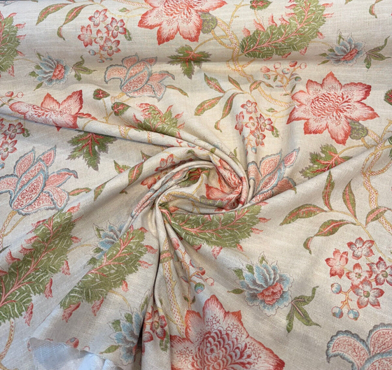 Waverly Zuma Apricot Floral Linen Blend Drapery Upholstery Fabric