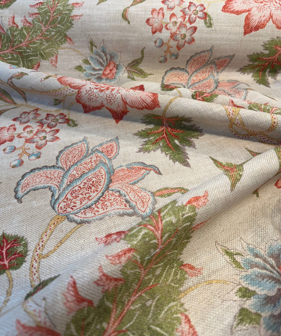 Waverly Zuma Apricot Floral Linen Blend Drapery Upholstery Fabric By the Yard