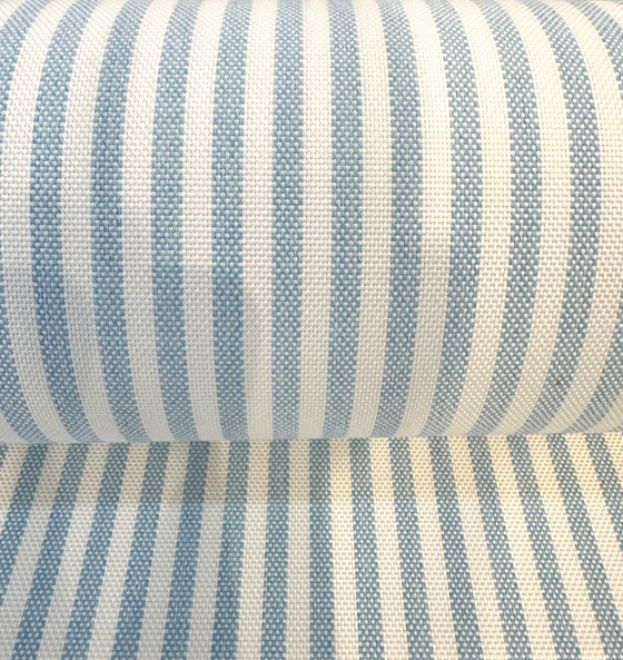 Sunbrella Two Tone Ticking Look Stripe Pool Blue Outdoor Fabric By the yard