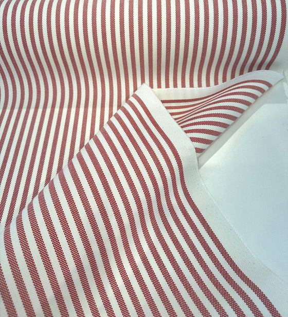 Sunbrella Two Tone Red Salsa Ticking Look Stripe Outdoor Upholstery Fabric By The Yard