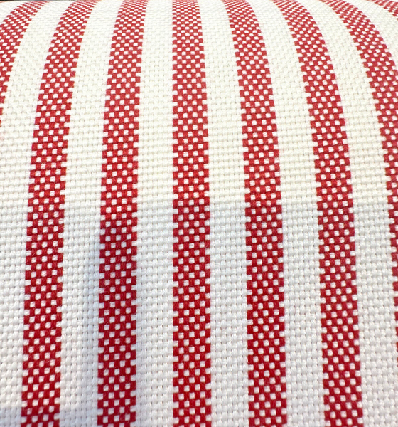 Sunbrella Two Tone Red Salsa Ticking Look Stripe Outdoor Upholstery Fabric By The Yard