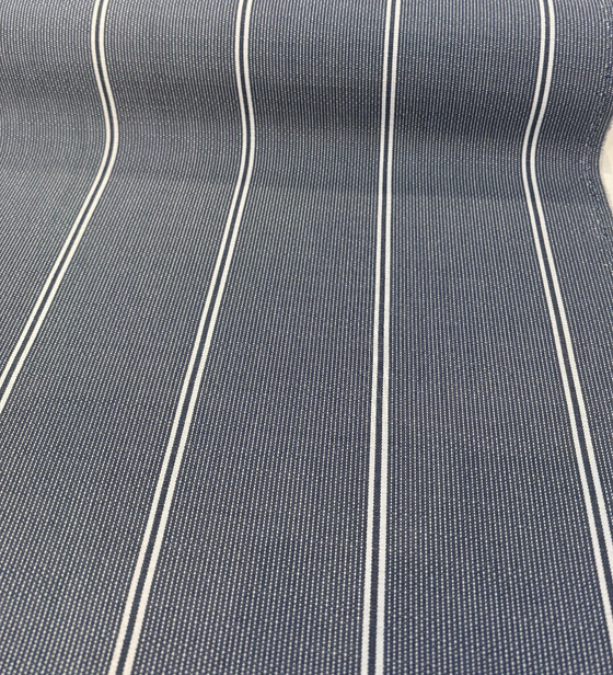 Sunbrella Equal Ink Blue Stripe Performance Outdoor Upholstery Fabric 