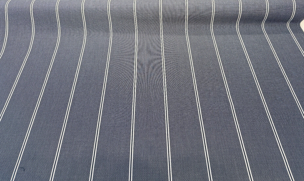 Sunbrella Equal Ink Blue Stripe Performance Outdoor Upholstery Fabric 