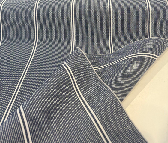 Sunbrella Equal Ink Blue Stripe Performance Outdoor Upholstery Fabric 