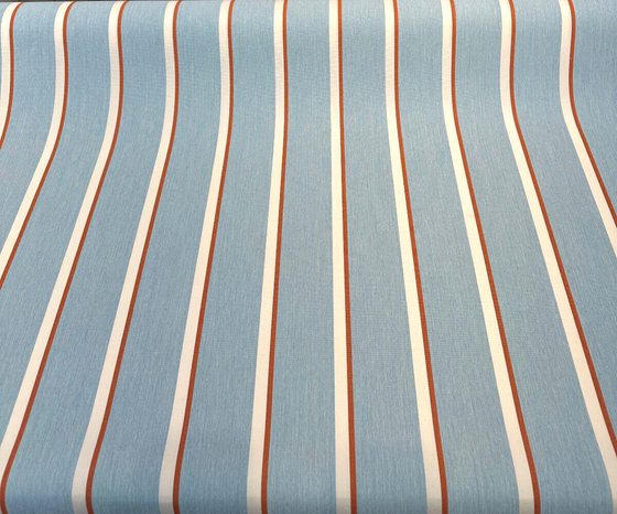 Sunbrella Trinity Pool Blue Rust Stripe Outdoor Drapery Upholstery Fabric