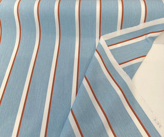 Sunbrella Trinity Pool Blue Rust Stripe Outdoor Drapery Upholstery Fabric By the yard