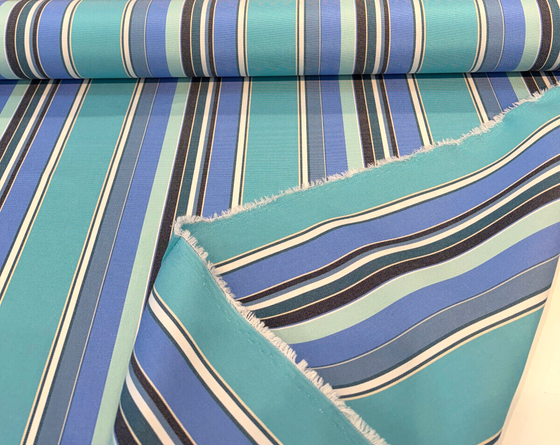 Sunbrella Stripe Dolce Oasis Blue Teal Performance Outdoor Fabric By the yard