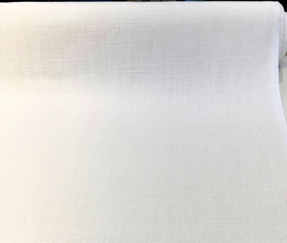 Libeco Belgian Tailored Linen Sanfor Airo Optic White Fabric By The Yard